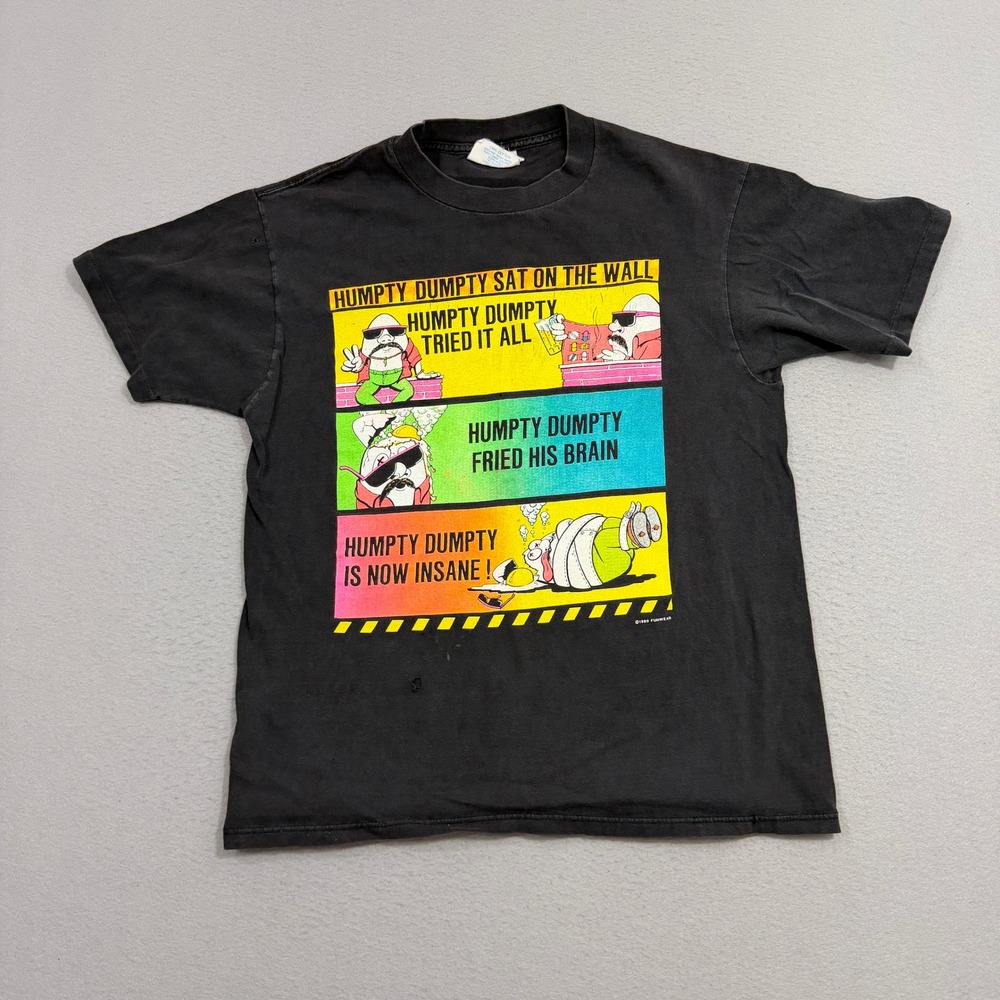 Vintage Humpty Dumpty Anti Drug Dont Scramble Your Brain Shirt Men's XL Parody